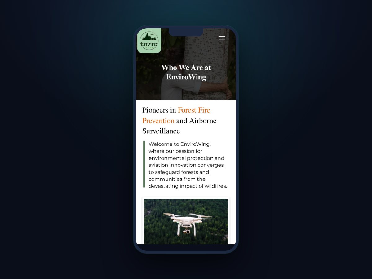 EnviroWing Mobile view