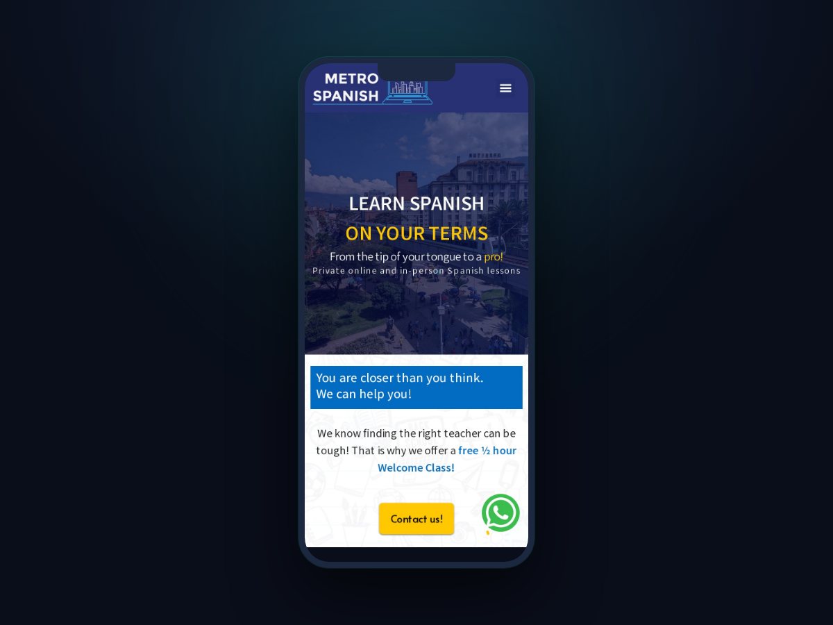 MetroSpanish Mobile view