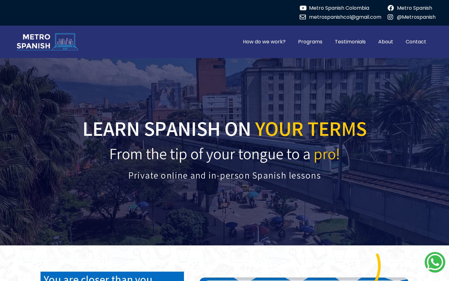 MetroSpanish website